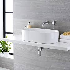 White Modern Oval Countertop Basin With
