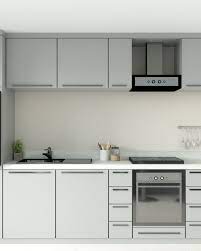 kitchen with gray cabinets