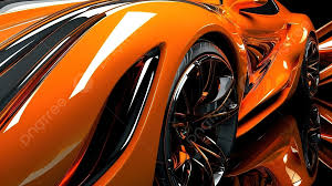 orange abstract 3d sports car mobile