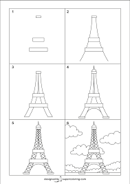 Comment dessiner une tour Eiffel en dessin animé | Jeux de réflexion