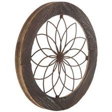 Brown Round Wire Wood Wall Decor