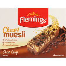 flemings choc chip chewy muesli bar