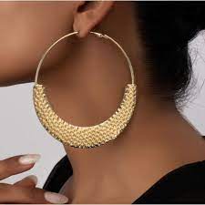 big hoop whole metallic earrings