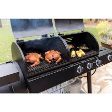 3 burner charcoal and gas smoker grill
