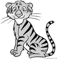 clip art tiger black and white