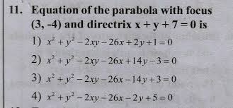 equation of the parabola with focus 3