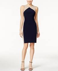 Xscape Sleeveless Colorblocked Beaded Dress Macys Com