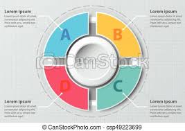 Four Topics Colorful Pie Chart 3d Paper With Circle In Center For Website Presentation Cover Poster Vector Design Infographic Illustration Concept