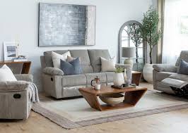 3 seater grey fabric reclining sofa