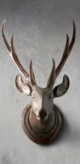 wood deer head hand carved with tonal