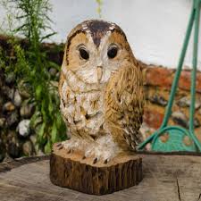 Tawny Owl Garden Sculpture Wooden Chainsaw Carving