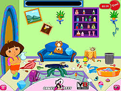 dora messy room play now for
