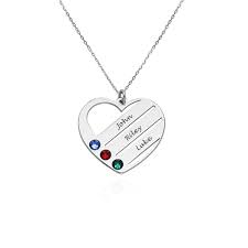 terry birthstone heart necklace with