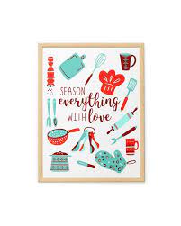 turquoise red kitchen quote print