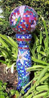 gazing ball with stand glass mosaic