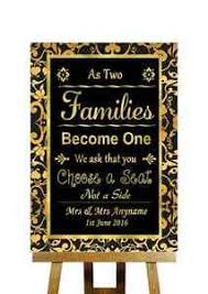 Details About Black And Gold Choose A Seat No Seating Plan Personalised Wedding Sign