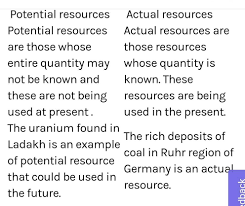 State three differences between potential and developed resources ​ -  Brainly.in