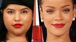 red liquid lipstick on 6 skin tones