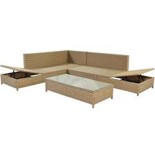 urtr 3 piece outdoor sectional sofa set wicker patio conversation set with adjule frame and table beige cushion