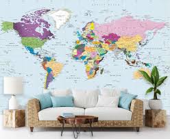 World Map Wall Art Colorful World Map