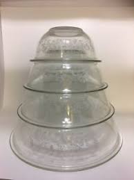 set of 4 vintage pyrex clear glass