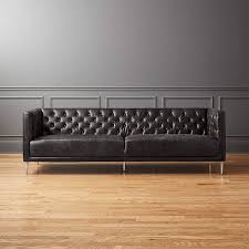 savile leather tufted sofa cb2