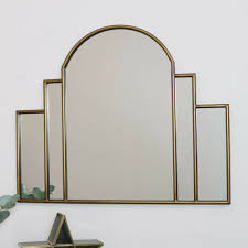 large gold art deco arch fan mirror