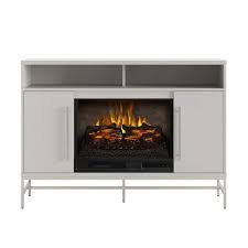 Scott Living Kaplan 48 In Freestanding Media Console Wooden Electric Fireplace In White