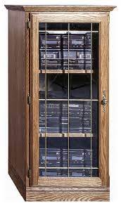 Traditional Oak Audio Tower With Glass