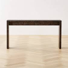 niche charcoal brown burl wood console