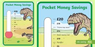 Dinosaur Themed Pocket Money Savings Chart Money Bank