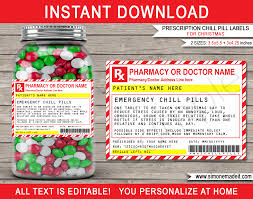 Christmas treats deluxe return address labels. Prescription Chill Pills For Christmas Gift Label Template Emergency Chill Pills