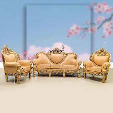 gold royal sofa set 5 seater in teak
