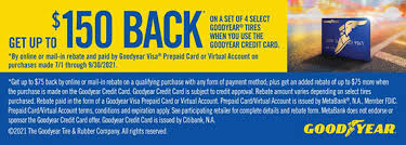 *with credit approval for qualifying purchases made on the goodyear credit card at participating stores or on goodyear.com. Tires Auto Repair Coupons Promotions Rebates Advanced Car Care
