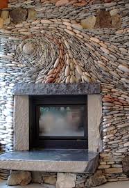 river rock fireplace insteading