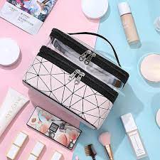 makeup bag large double layer cosmetic