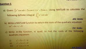Using Matlab To Calculate The A