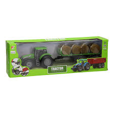 tractor with bale wagon 1 32 thimble toys