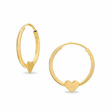 child s 14k gold heart hoop earrings