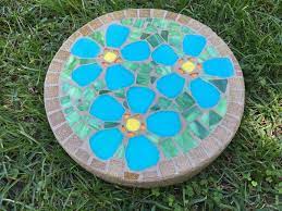 Turquoise Colored Mosaic Flowers On A