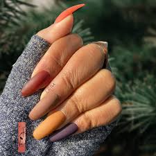 melanin orange nails red nails