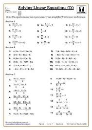 Solving Equations Maths Worksheet