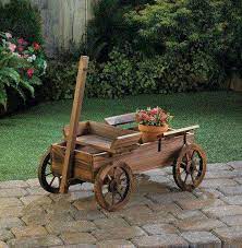 Wood Wagon Rustic Planters Garden Wagon