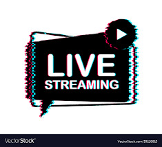 Live streaming glitch logo news and tv or online Vector Image