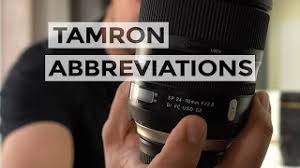 abbreviations on tamron lenses vc sp