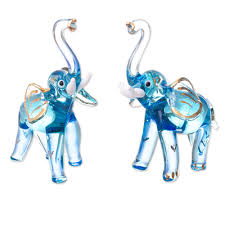 Gilded Blown Glass Elephant Figurines