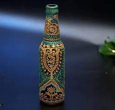 Hand Painted Decorative Glass Bottle