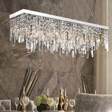 Moooni Contemporary Rectangle Crystal Chandelier Modern Linear Rectangular Pendant Lighting Fxiture For Dining Rooms Kitchen Island L31 5 X W8 6 Lights Amazon Com