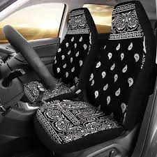 Black Bandana Car Seat Covers Set Of