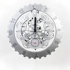 Round Mechanical Wall Clock Silver In